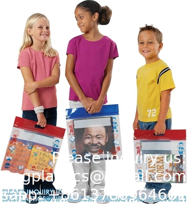 Sacs de rangement pressés et scellés, sacs coulissants en métal, sacs à fermeture à glissière en métal plastique épais extra-grand, sacs à livres pour classe pour enfants