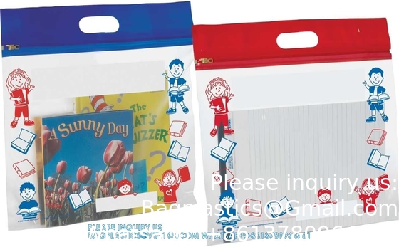 Sacs de rangement pressés et scellés, sacs coulissants en métal, sacs à fermeture à glissière en métal plastique épais extra-grand, sacs à livres pour classe pour enfants
