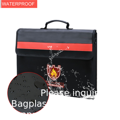 Sac à documents ignifuge de grande taille non démangeaisonnant en silicone revêtu de fibre de verre Porteur de document imperméable à l'eau avec épaule