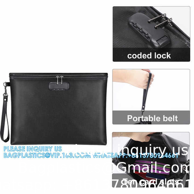 Résistant à l'eau, résistant au feu, sac à documents, sac à argent, sac à passeport, sac à sécurité, sac de voyage