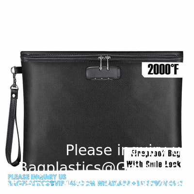 Résistant à l'eau, résistant au feu, sac à documents, sac à argent, sac à passeport, sac à sécurité, sac de voyage