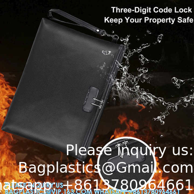 Résistant à l'eau, résistant au feu, sac à documents, sac à argent, sac à passeport, sac à sécurité, sac de voyage