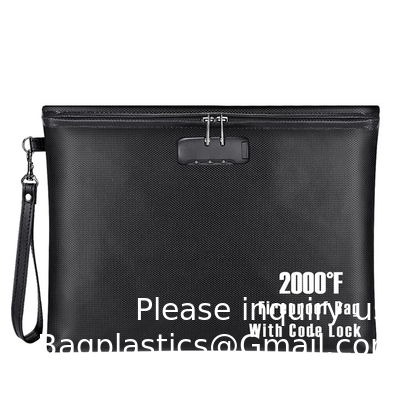 Résistant à l'eau, résistant au feu, sac à documents, sac à argent, sac à passeport, sac à sécurité, sac de voyage