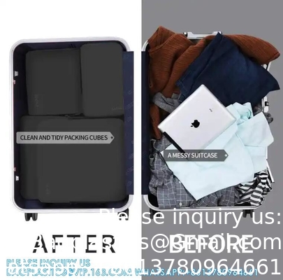 Cube d'emballage à compression Organisateur de bagages à double fermeture à glissière sac de rangement portable lavable économiseur d'espace