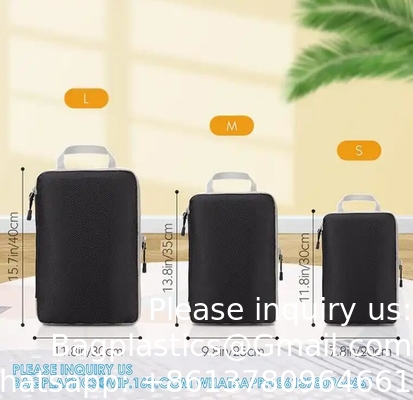 Cube d'emballage à compression Organisateur de bagages à double fermeture à glissière sac de rangement portable lavable économiseur d'espace