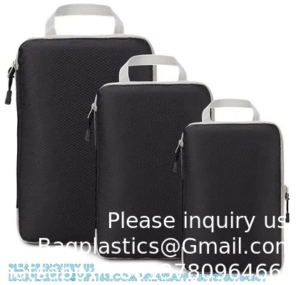 Cube d'emballage à compression Organisateur de bagages à double fermeture à glissière sac de rangement portable lavable économiseur d'espace