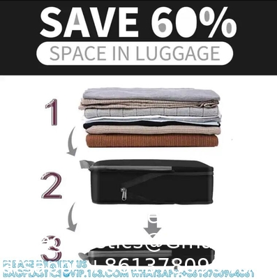 Cube d'emballage à compression Organisateur de bagages à double fermeture à glissière sac de rangement portable lavable économiseur d'espace