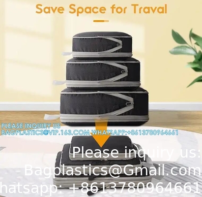Cube d'emballage à compression Organisateur de bagages à double fermeture à glissière sac de rangement portable lavable économiseur d'espace