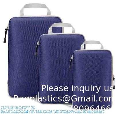 Cube d'emballage à compression Organisateur de bagages à double fermeture à glissière sac de rangement portable lavable économiseur d'espace