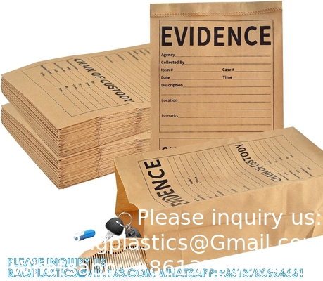 Pack sacs de preuve de police en papier 9,45 * 5 * 3 pouces scène de crime sac de preuve en papier pour les reçus