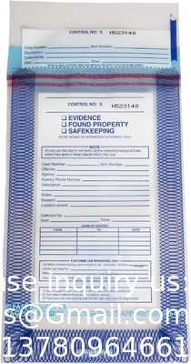 Sacs de preuve de police, sacs de sécurité de la sécurité publique, conteneur de preuves de la scène de crime, 6&quot; x 8&quot;, 100 paquets