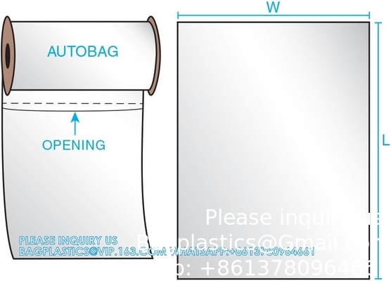 Auto-emballage Conception du logo personnalisé Auto-sac pré-ouvert sur rouleau pour machine d'emballage automatique