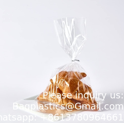 Sac à pain croustillant en polypropylène micro-perforé Sacs de pâtisserie Torsionner les cravates, adapté pour les mini-gâteaux Donut/Muffin/Bagel