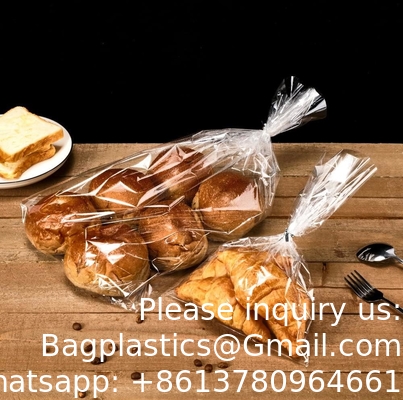 Sac à pain croustillant en polypropylène micro-perforé Sacs de pâtisserie Torsionner les cravates, adapté pour les mini-gâteaux Donut/Muffin/Bagel
