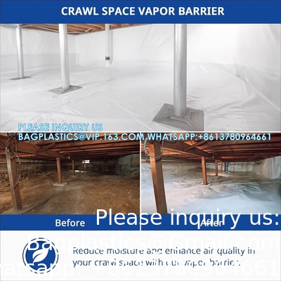 Barrière de vapeur de l'espace de rampage - 10 mil (10' x 50'), feuille de plastique épaisse, couverture de barrière d'humidité de tissu