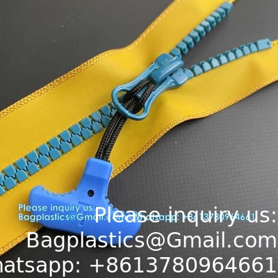 Fermeture à glissière imperméable à l'eau en PU revêtue de dents triangulaires Fermeture à glissière en plastique résistante à l'eau pour les sacs de vêtements