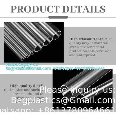 Tubes en acrylique, tubes en plastique transparent 15,5' longueur tubes en PVC transparent ronds tubes en polycarbonate résistant aux produits chimiques