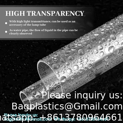 Tubes en acrylique, tubes en plastique transparent 15,5' longueur tubes en PVC transparent ronds tubes en polycarbonate résistant aux produits chimiques