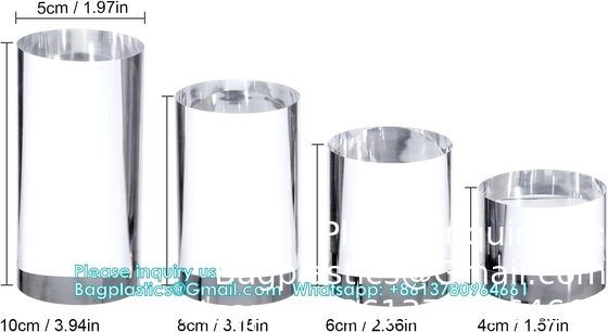 Cylindre acrylique cube photo ronde accessoires, blocs d'affichage acrylique solide transparent pour la photographie bijoux de boutique