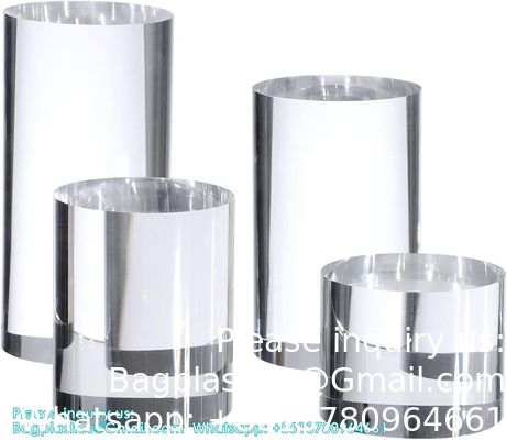 Cylindre acrylique cube photo ronde accessoires, blocs d'affichage acrylique solide transparent pour la photographie bijoux de boutique