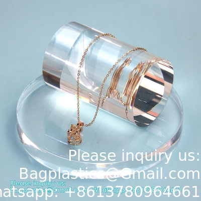 Cylindre acrylique cube photo ronde accessoires, blocs d'affichage acrylique solide transparent pour la photographie bijoux de boutique