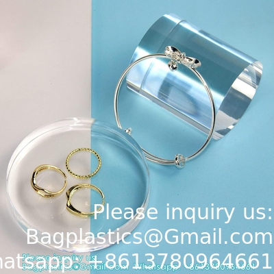 Cylindre acrylique cube photo ronde accessoires, blocs d'affichage acrylique solide transparent pour la photographie bijoux de boutique