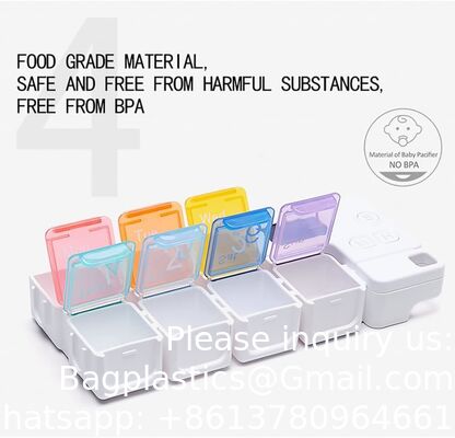 Smart Pill Box,7 Day Pill Organizer,4 Alarm Clocks,AM/PM Automatic Alarm Reminder,Hold Vitamins Fish Oil,Supplements,Travel Pill Or Pillganizer,Suitable For The Elderly, Children, Office Workers