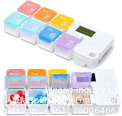 Smart Pill Box,7 Day Pill Organizer,4 Alarm Clocks,AM/PM Automatic Alarm Reminder,Hold Vitamins Fish Oil,Supplements,Travel Pill Or Pillganizer,Suitable For The Elderly, Children, Office Workers