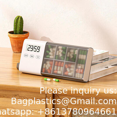 5-Alarm Pill Box Organizer With Clock Countdown Timer Light Up Take Medication Alarm Reminder Easy Open PP Plastic Pill Organizer 2 Times A Day Storage Cases Pp Pill Box For Efficient Pill Management