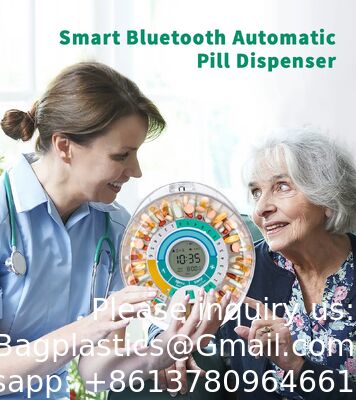 Automatic Pill Dispenser With 28-Day Electronic Medication Organizer, 6 Dosage Templates, Easy-Read LCD Display, Sound & Light Alerts & Key For Prescriptions, Vitamins, Supplements & More