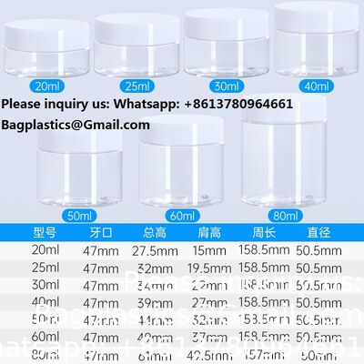 Plastic Jar Container With Lid And Label Refillable Empty Round Clear PET Cosmetic Sample Containers For Lotion, Cream, Ointments, Body Butter, Makeup, Travel Storage
