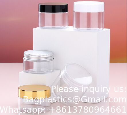 Plastic Jar Container With Lid And Label Refillable Empty Round Clear PET Cosmetic Sample Containers For Lotion, Cream, Ointments, Body Butter, Makeup, Travel Storage