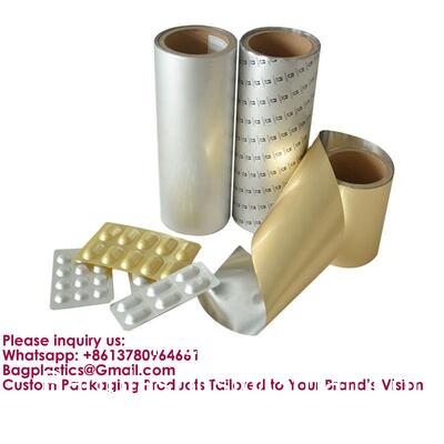 Feuille blister Alu Alu Feuille PVC PVDC Film composite Couvercles en aluminium Feuille/Film Papier aluminium Bande aluminium Feuille suppositoire Feuille laminée Feuille blister tropicale Feuille chocolat Feuille emballage alimentaire Rouleau film