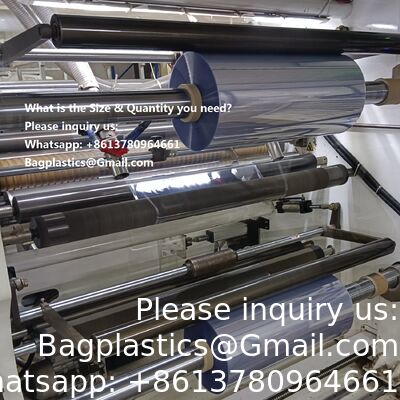 Tube central plié transparent à fort rétrécissement 40/50 microns, films rétractables PETG PVC personnalisés à fort rétrécissement 30 µm-60 µm pour l'impression d'étiquettes de boissons