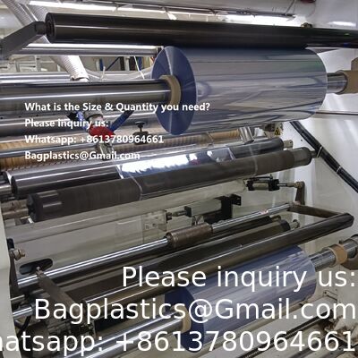 Tube central plié transparent à fort rétrécissement 40/50 microns, films rétractables PETG PVC personnalisés à fort rétrécissement 30 µm-60 µm pour l'impression d'étiquettes de boissons