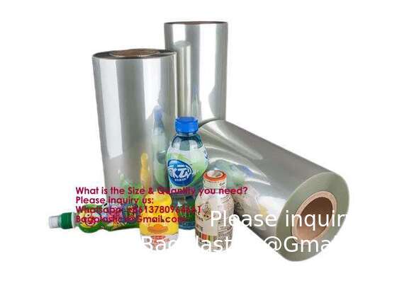 Tubes pliés au centre PET/PETG Film rétrécissant à l'épreuve de l'humidité pour le jus de café, le vin et le soda Emballage, Film rétrécissant à la chaleur pour le café, le vin et le jus de soda Étiquettes de bouteille