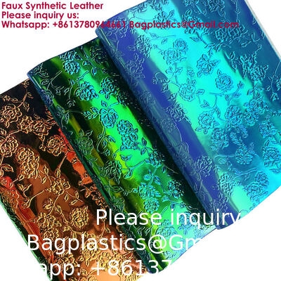 New Trend Metal Texture Fashion Magic Color Flower Embossed Faux Leather Magic Color Artificial Leather Waterproof Material For Box Decorations Handicrafts
