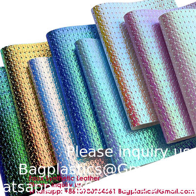 New Trend Metal Texture Fashion Magic Color Flower Embossed Faux Leather Magic Color Artificial Leather Waterproof Material For Box Decorations Handicrafts