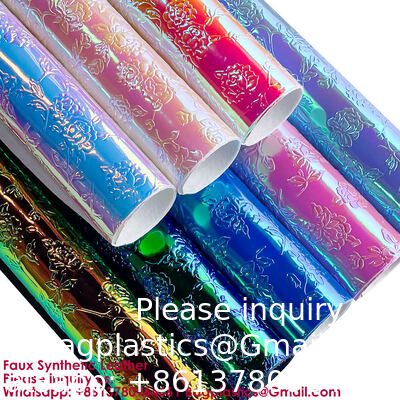 New Trend Metal Texture Fashion Magic Color Flower Embossed Faux Leather Magic Color Artificial Leather Waterproof Material For Box Decorations Handicrafts